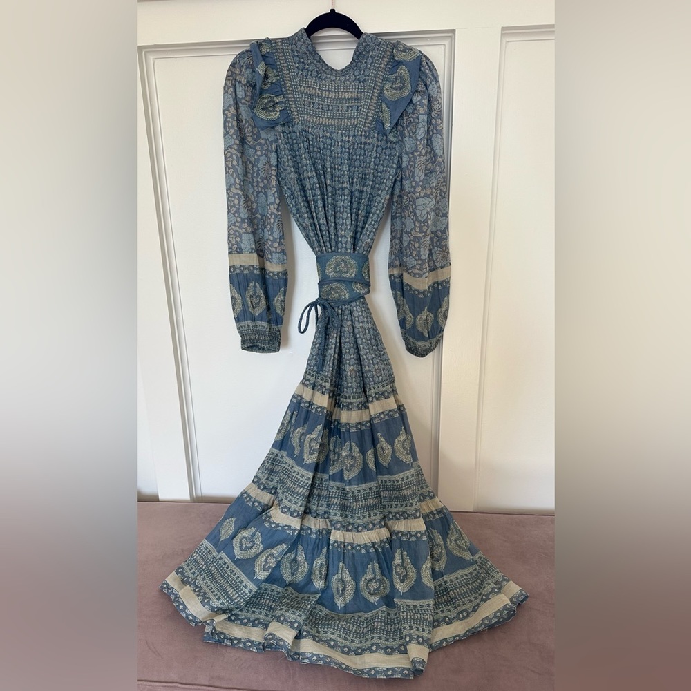 Sea New York Blue and Cream Long Sleeve Dress
